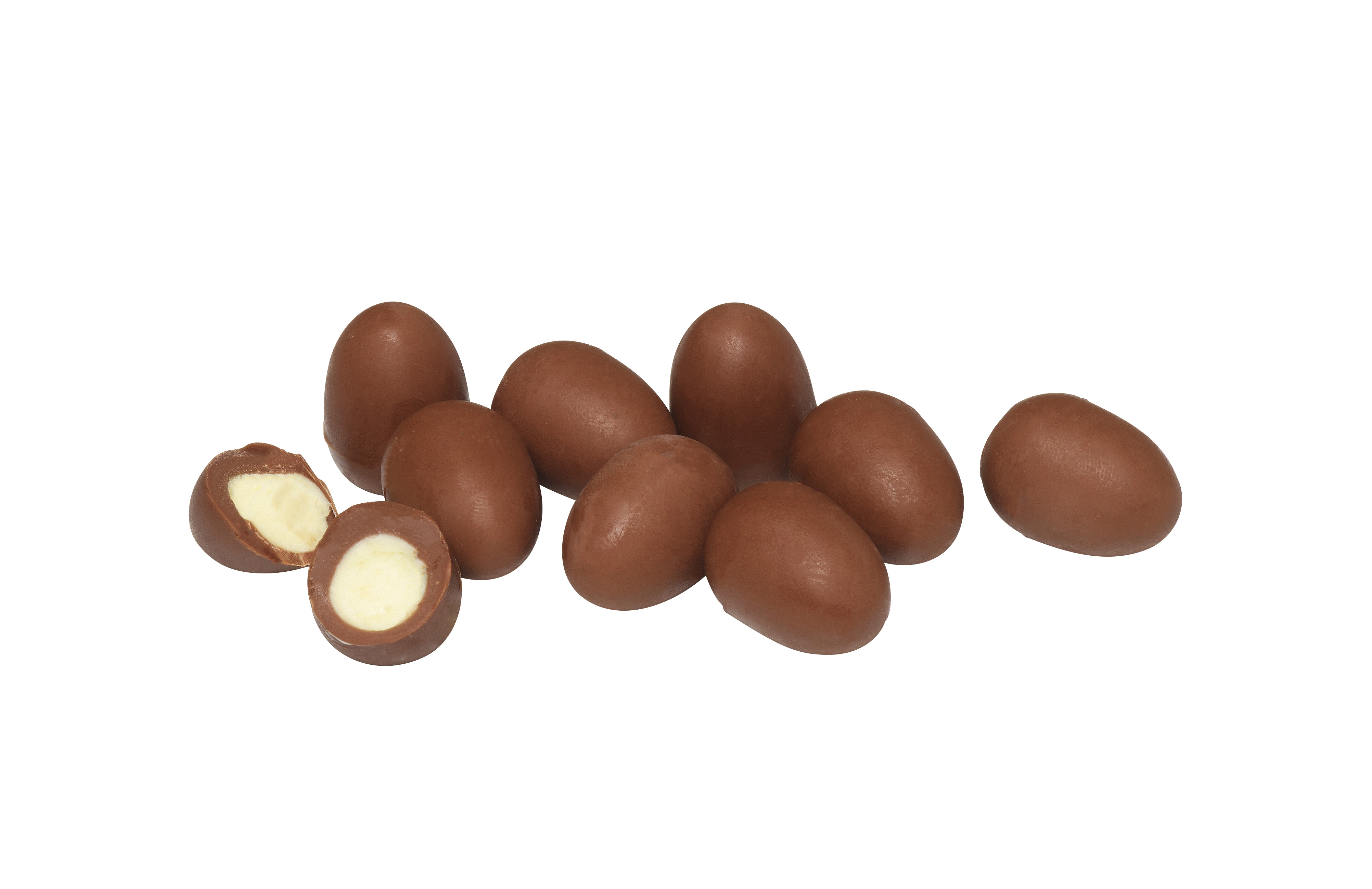 Belledonne Paaseitjes melkchocolade met melkachtige vulling van witte chocolade bulk bio 2kg - 003219